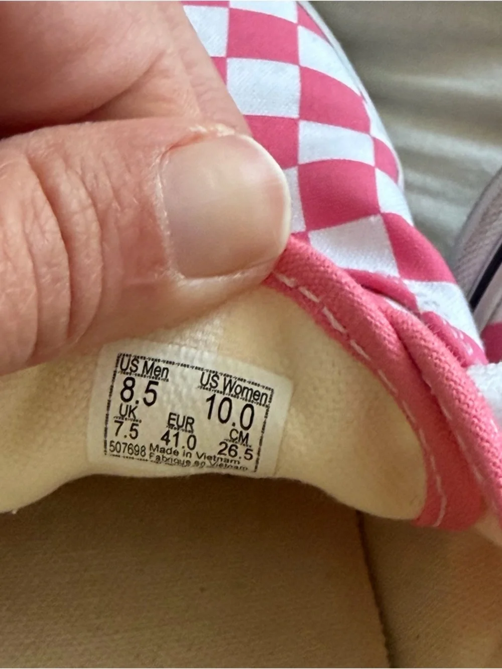 Lace Up Pink & White Checkered Vans - Picture 7 of 7